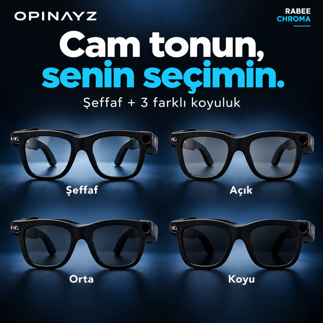 Tek gözlük, dört farklı cam tonu