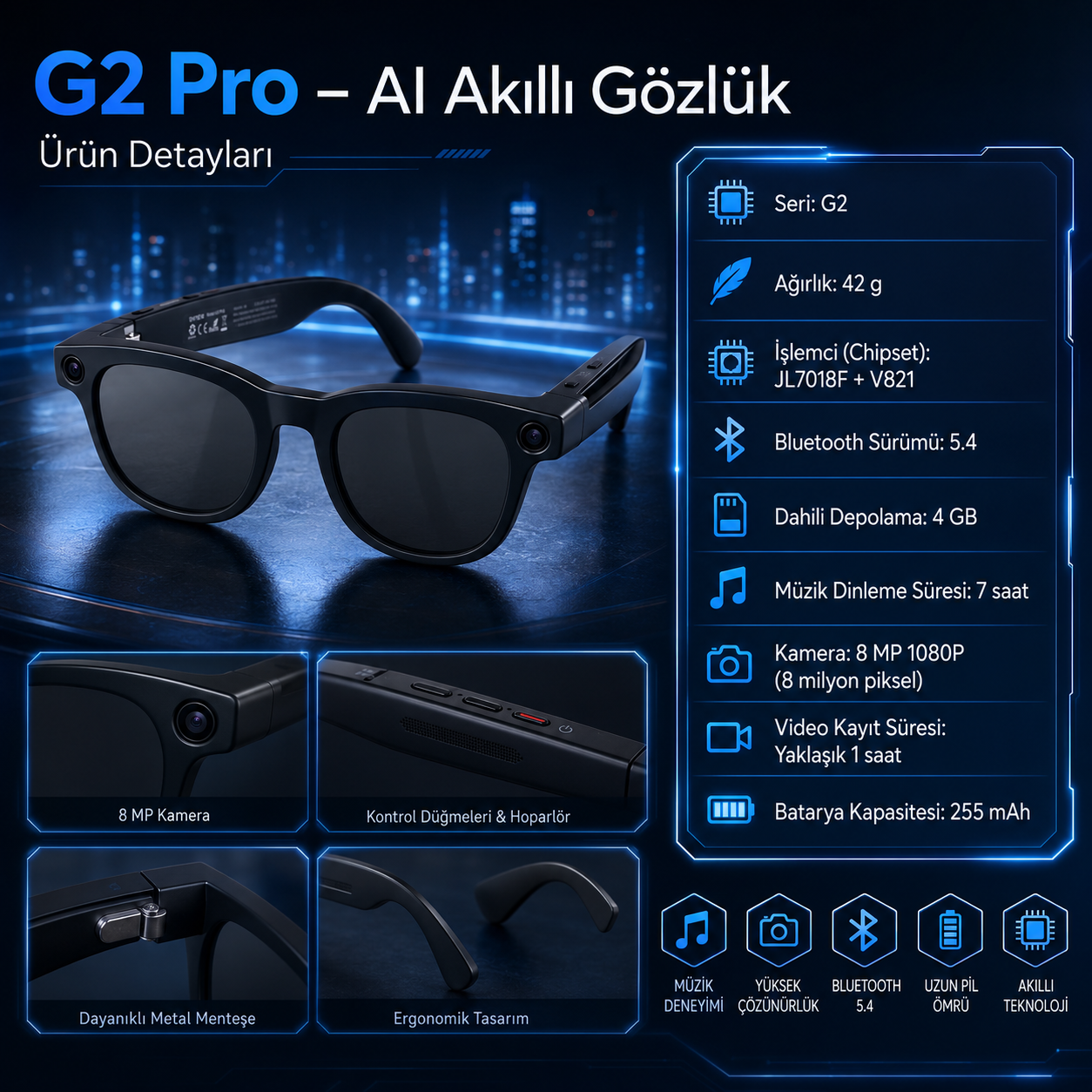 Opınayz™ Kameralı Akıllı Gözlük
